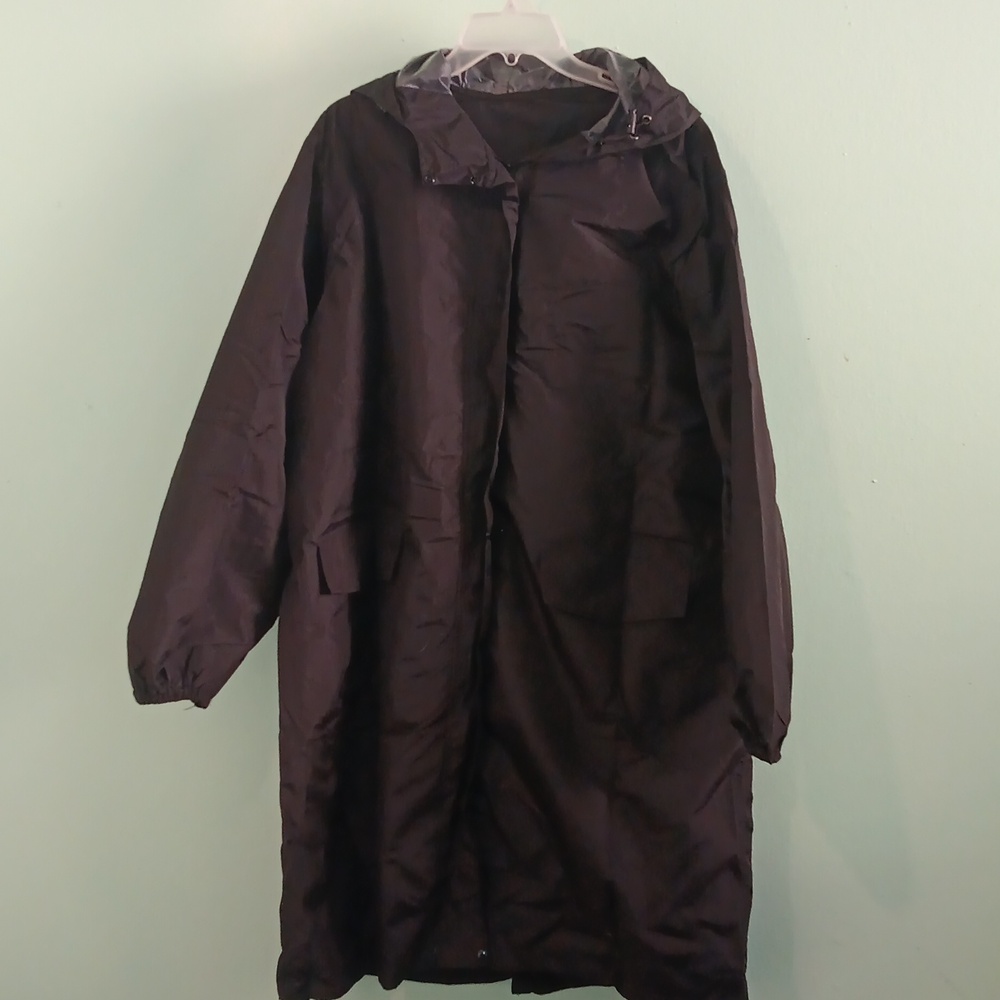Hooded Saphirose black raincoat with case, XL, new